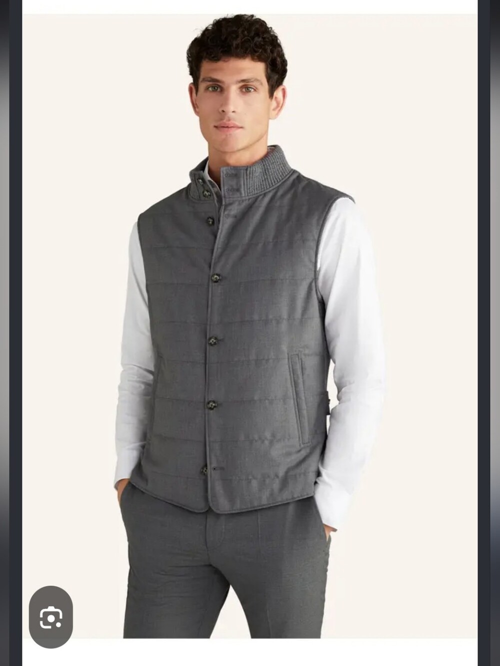 JOOP! Men's Large Grey Quilted Vest Gilet Knit Stand Collar - Pristine. R2